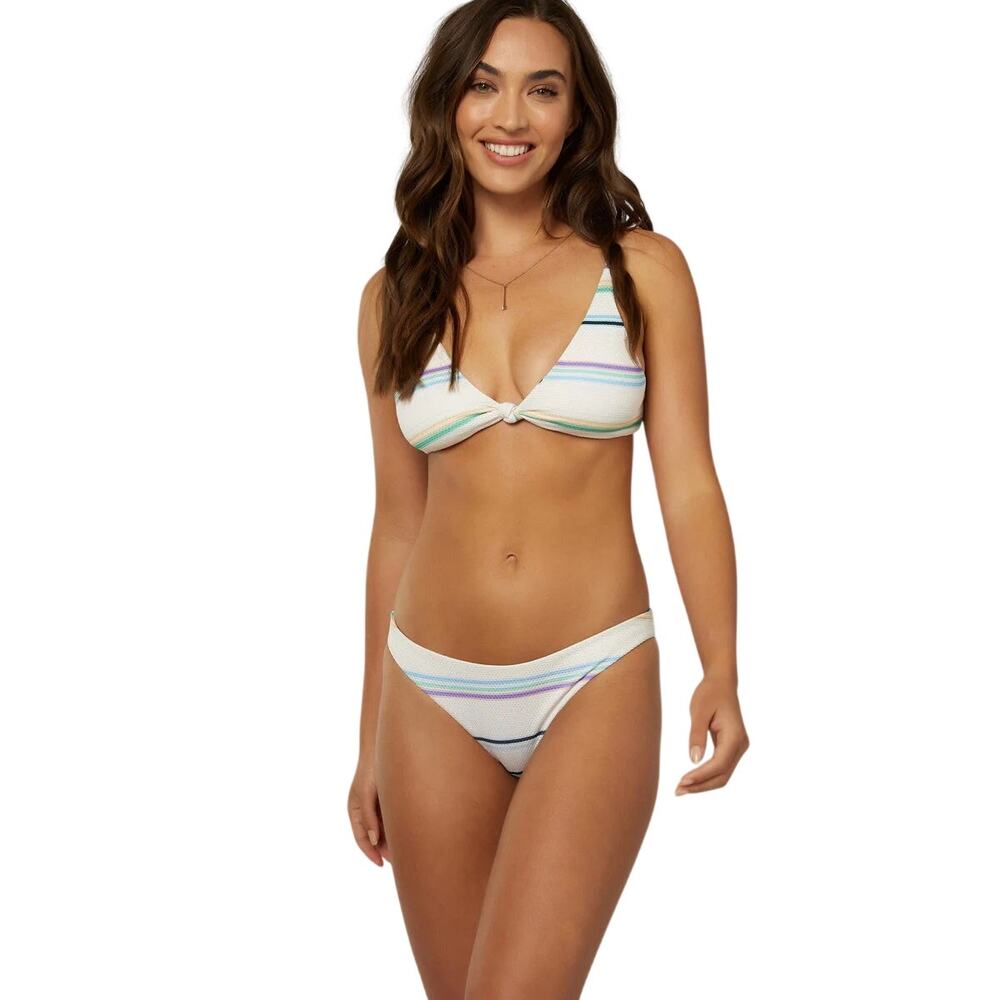 O'Neill Low Tide Pismo Bikini Top Rockley Hipster Bottom Medium Stripe Swimsuit